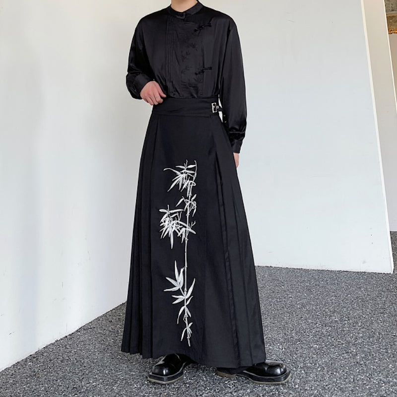 Vintage Embroidered Pleated Skirt Hakama