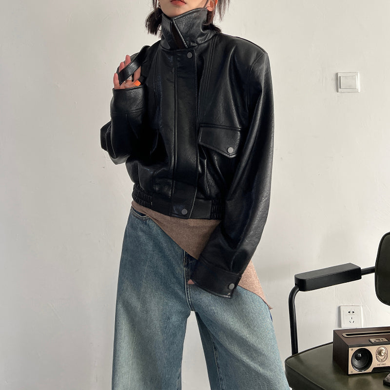 Short Vintage Leather Jacket
