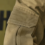 Washed Cargo Lapel Leather Collar Jacket