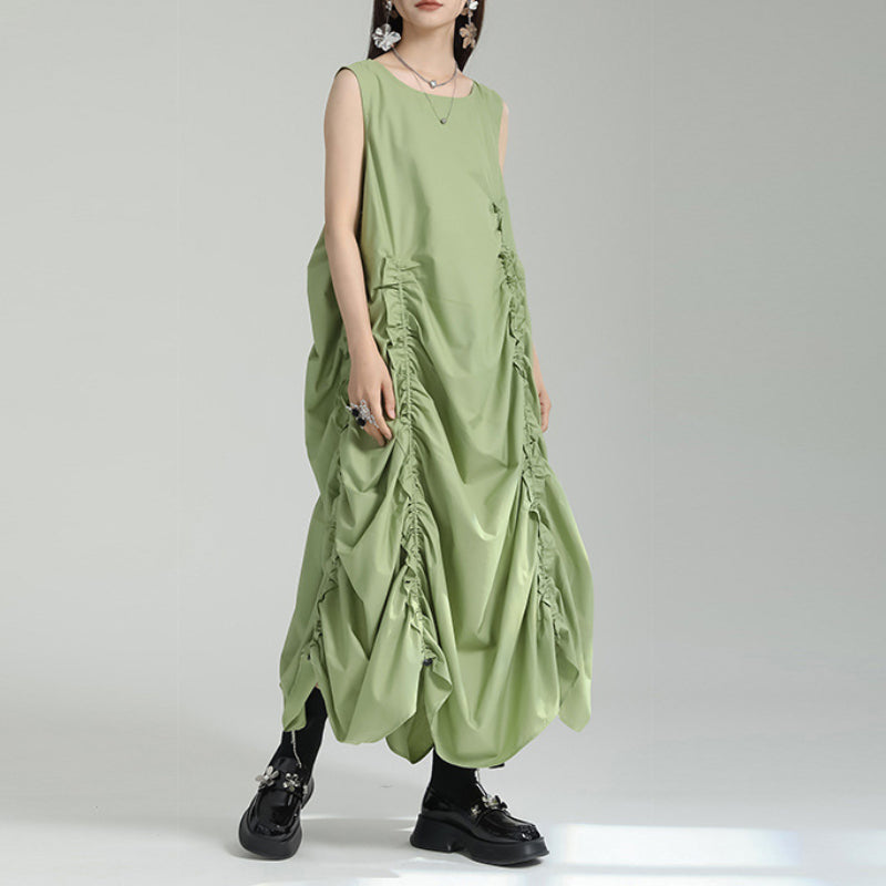 Pleated Irregular Loose Vest Dress