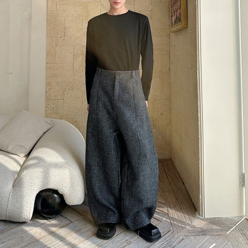 Woolen High Waist Loose Wide Leg Pants