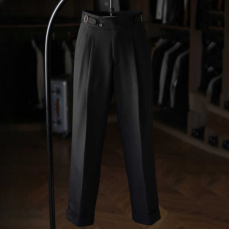 Italian Paris Buckle Loose Straight Business Suit Trousers