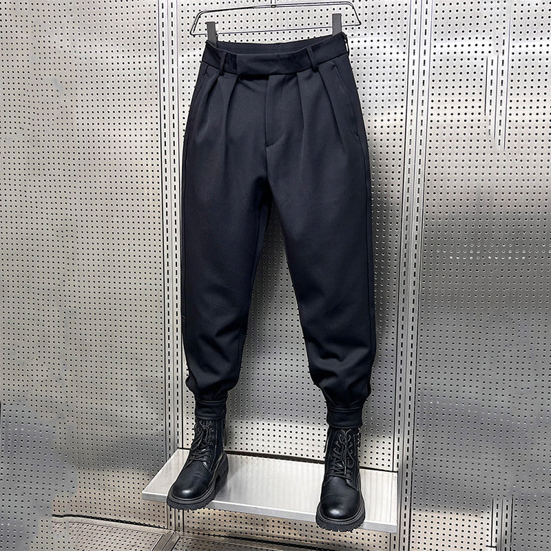 High Waisted Black Casual Trousers