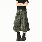 American Camouflage Multi-pocket Loose Cropped Shorts