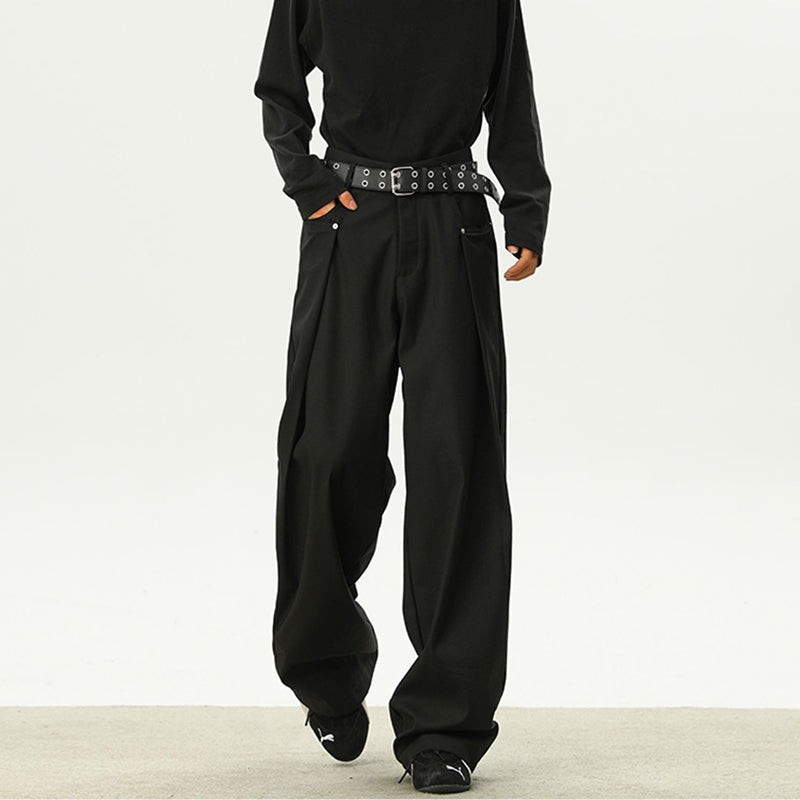 Pleated Wide-leg Deconstructed Loose Drape Trousers