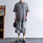 Middle Pleated Multi-pocket Cropped Sweatpants