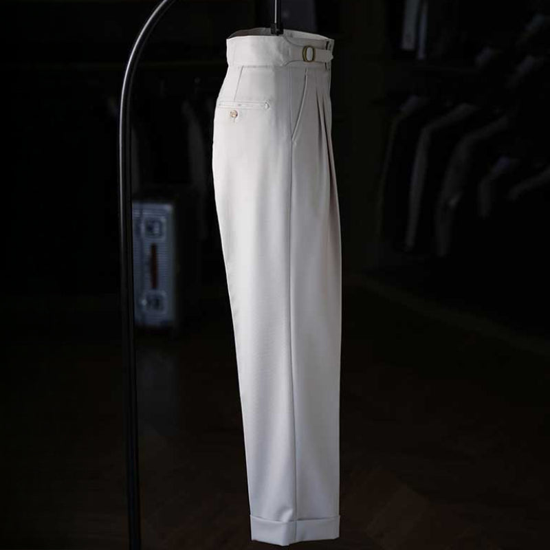 Italian Paris Buckle Loose Straight Business Suit Trousers