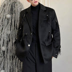 Sequined Feather Woolen Shoulder Pad Blazer