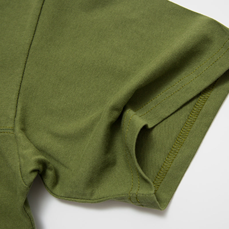 Japanese Loose Drop Shoulder Fake Two Piece T-shirt