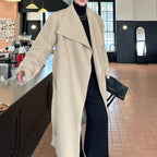 Large Lapel Belted Mid-Length Coat