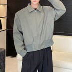 Zip-up Slim-fit Lapel Jacket