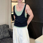Contrast Color Layered Casual Sleeveless Vest
