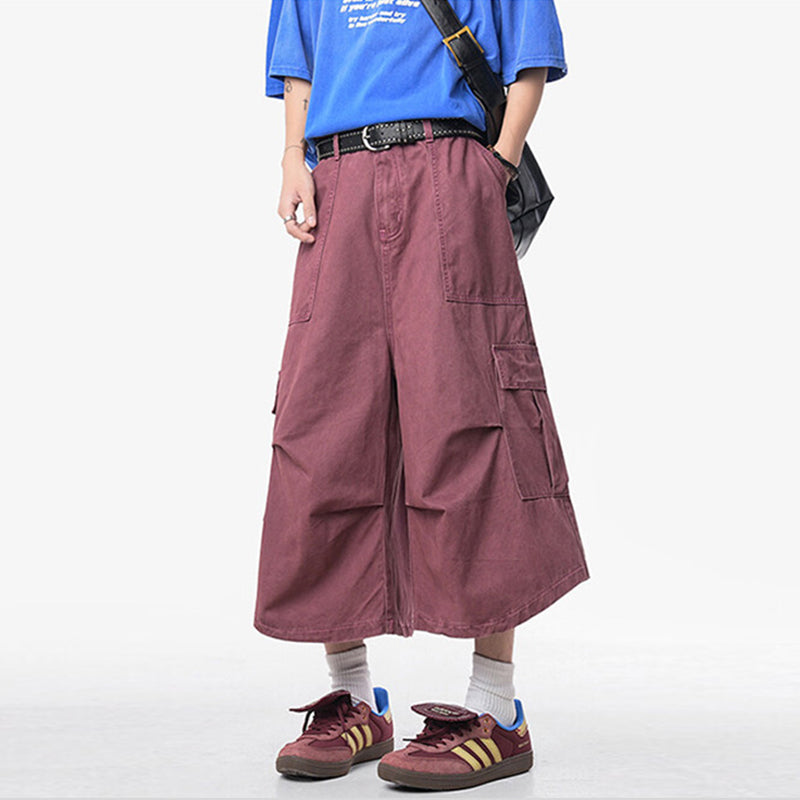 Loose Straight Wide-leg Casual Cropped Trousers