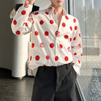 Polka Dot Print Draped Peak Collar Shirt