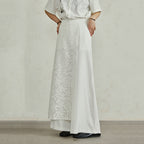 Asymmetric Lace Panel Wide-leg Pants