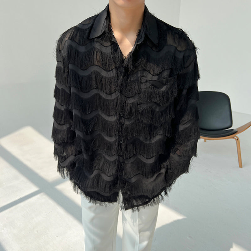 Three-dimensional Wave Tassel Shirt