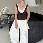 Contrast Color Layered Casual Sleeveless Vest