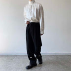 Vintage Stand Collar Print Long Sleeve Shirt