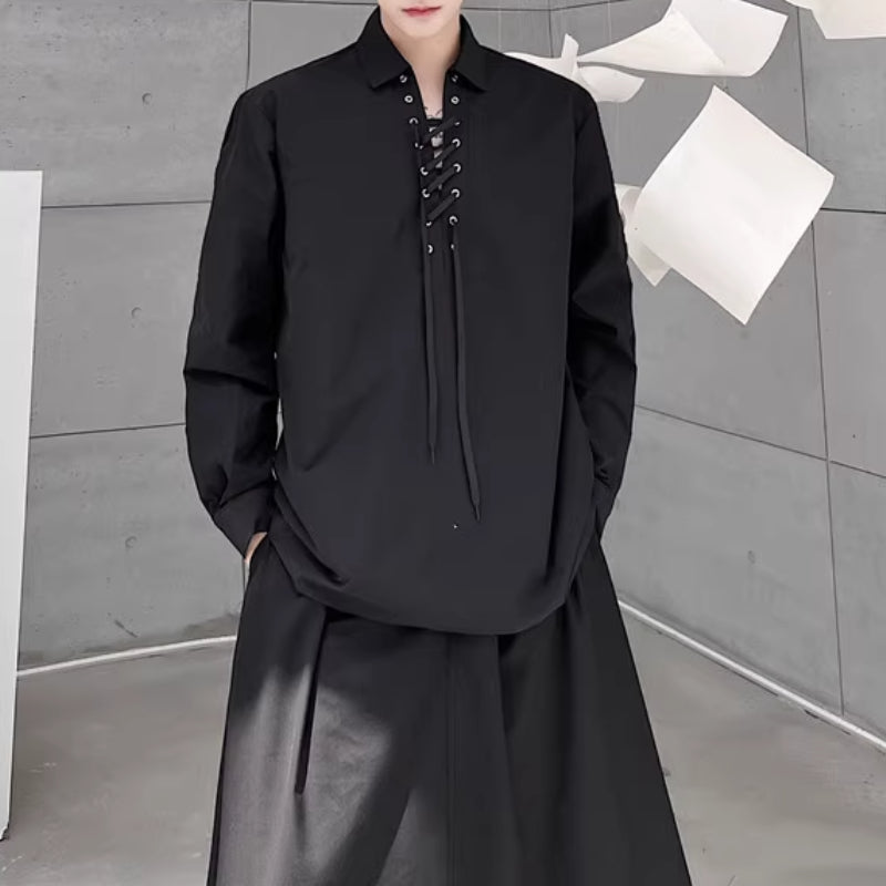 Tie-strap Casual Pullover Shirt