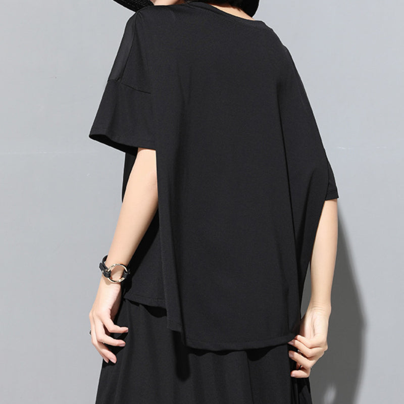 Panelled Loose Button T-shirt