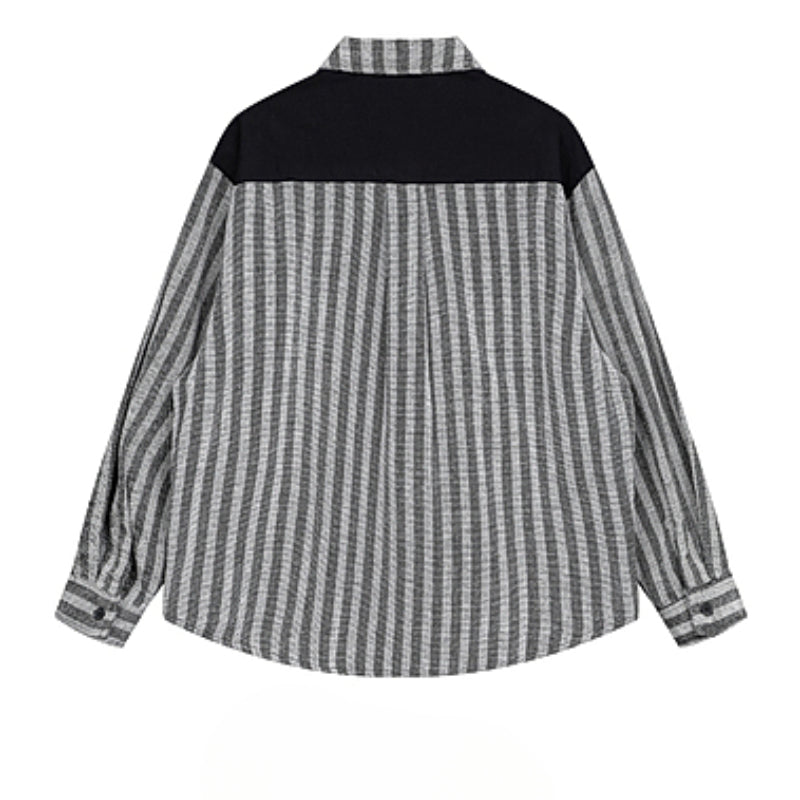 Japanese Fake Two-piece Striped Workwear Shirt