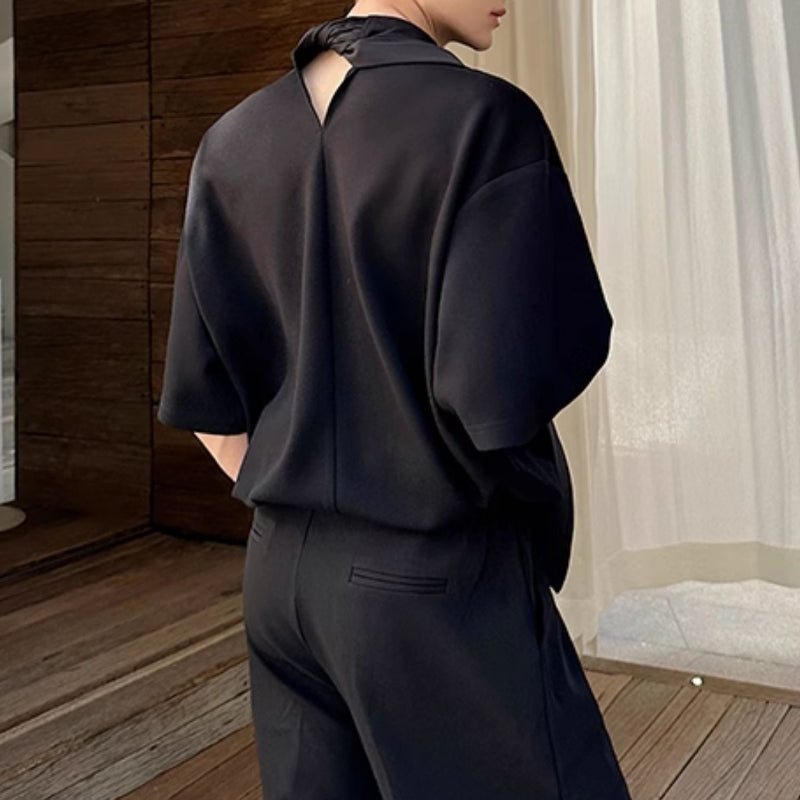 Summer Ribbon Neckline Short Sleeve T-shirt