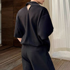 Summer Ribbon Neckline Short Sleeve T-shirt