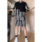 Summer Ice Silk Shirt and Shorts Two Piece Set