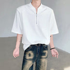 Stand Collar Zipper Casual T-shirt