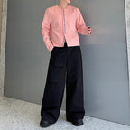 Round Neck Cardigan Sweatshirt with A Row of Buttons