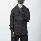 Dark Loose Hooded Pullover Sweatshirt