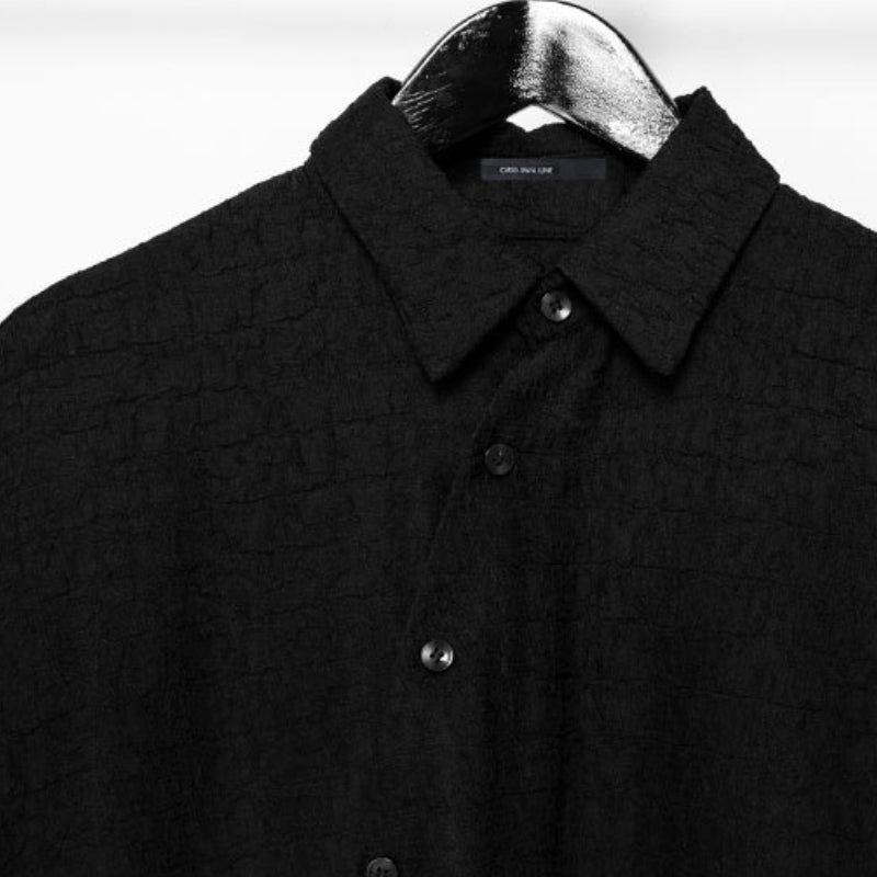 Dark Jacquard Retro Irregular Hem Short-sleeved Shirt