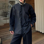 French Diamond Sequin Ruffle Patchwork Shirt
