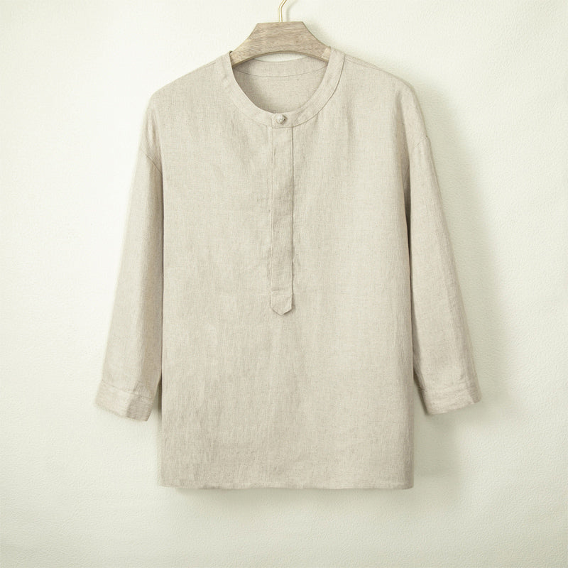 Round Neck Casual Three-quarter Sleeve T-shirt