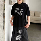 Embroidered Buttoned Casual Loose T-shirt