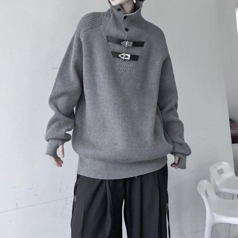 Retro Turtleneck Solid Color Thickened Knitted Sweater