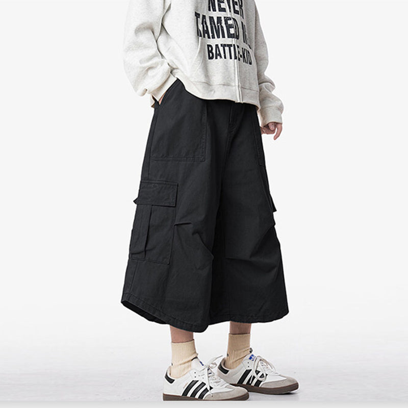 Loose Straight Wide-leg Casual Cropped Trousers