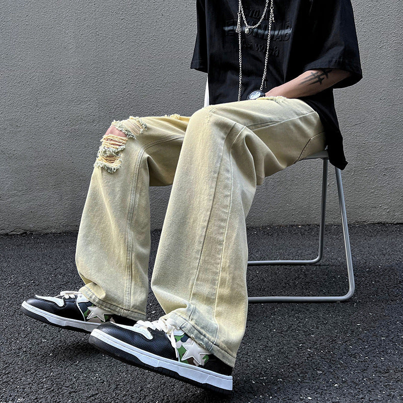 Retro Washed Ripped Casual Jeans