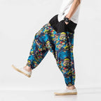 Japanese Cotton and Linen Casual Harem Lantern Crotch Pants