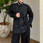 French Diamond Sequin Ruffle Patchwork Shirt