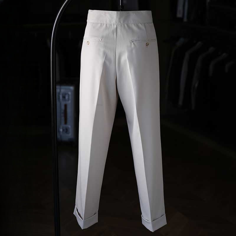 Italian Paris Buckle Loose Straight Business Suit Trousers
