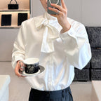 Simple Bow Tie Loose Casual Shirt