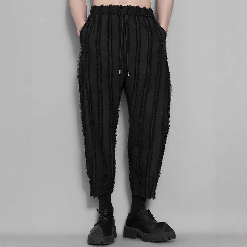 Striped Fringed Casual Pants