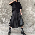 Japanese Casual Two-piece Irregular Short-sleeved Pleated Skirt
