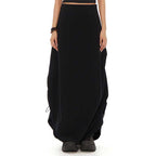 Black Drawstring Irregular Skirt