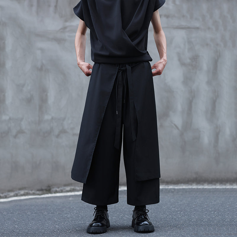 Japanese Fake Two-piece Draped Straight Wide-leg Pants