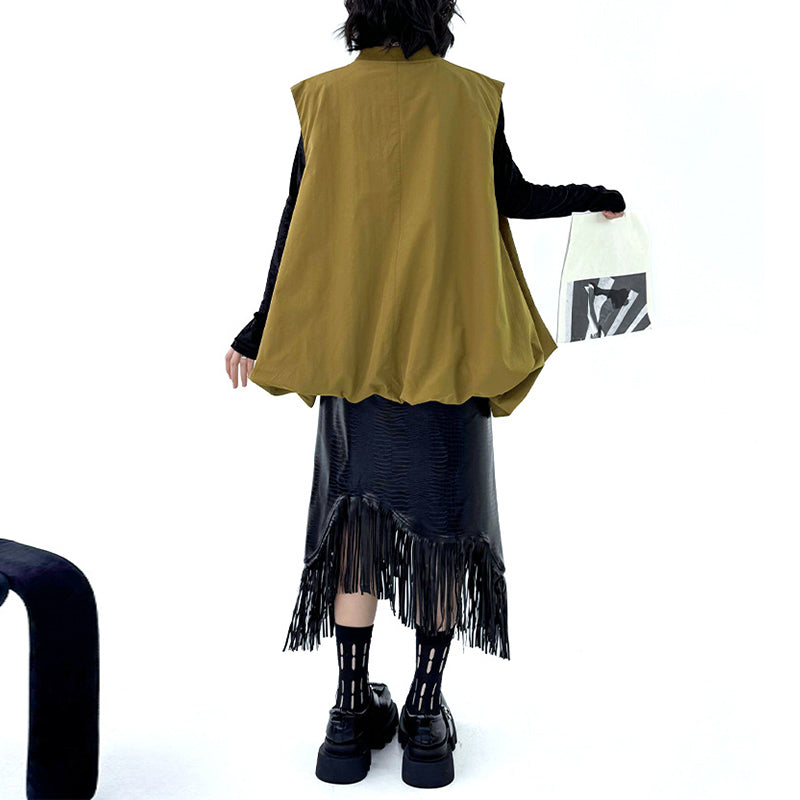 Bud Loose Solid Color V-neck Vest