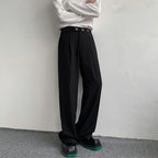 Snap Placket Drape Casual Straight Leg Pants