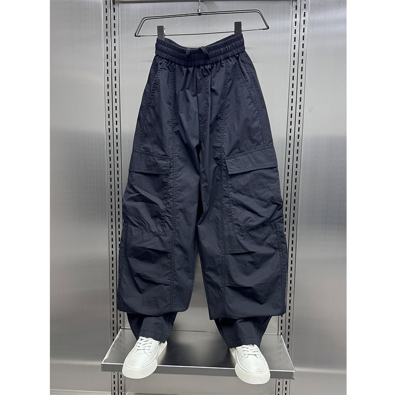 Ice Silk Loose Straight Cargo Trousers