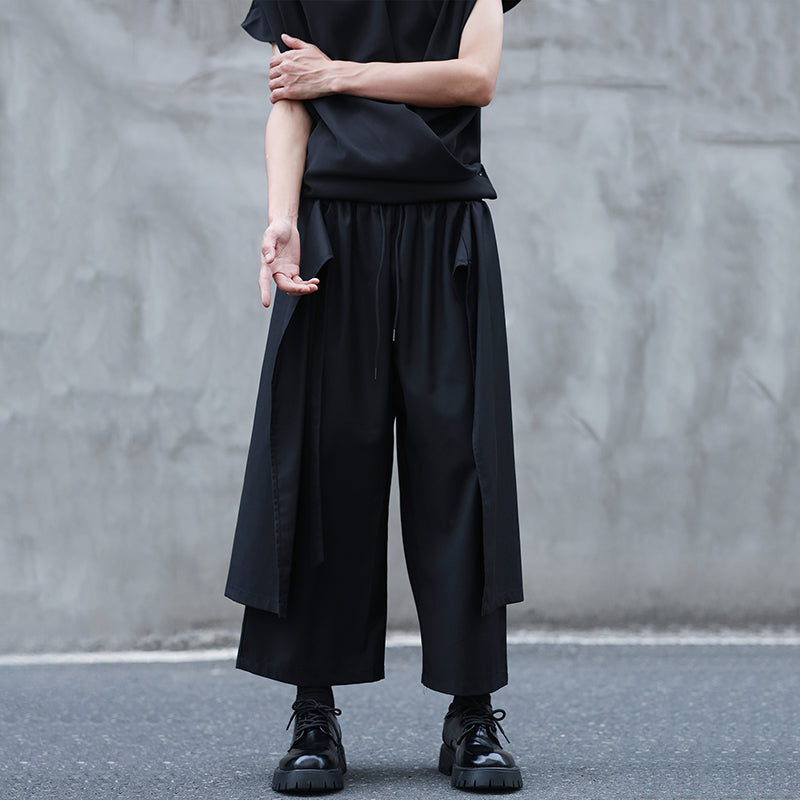 Japanese Fake Two-piece Draped Straight Wide-leg Pants